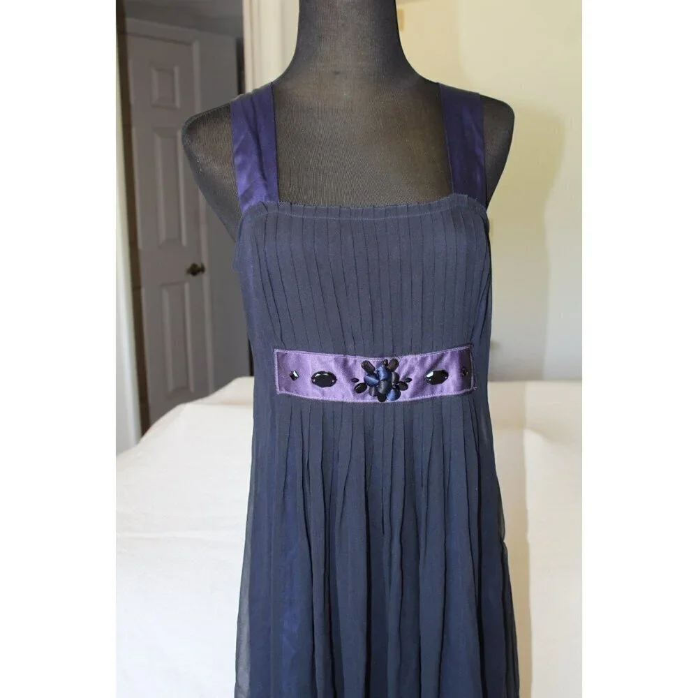 NWT Vera Wang 100% silk purple Mini dress rhinestones Size 8 cocktail